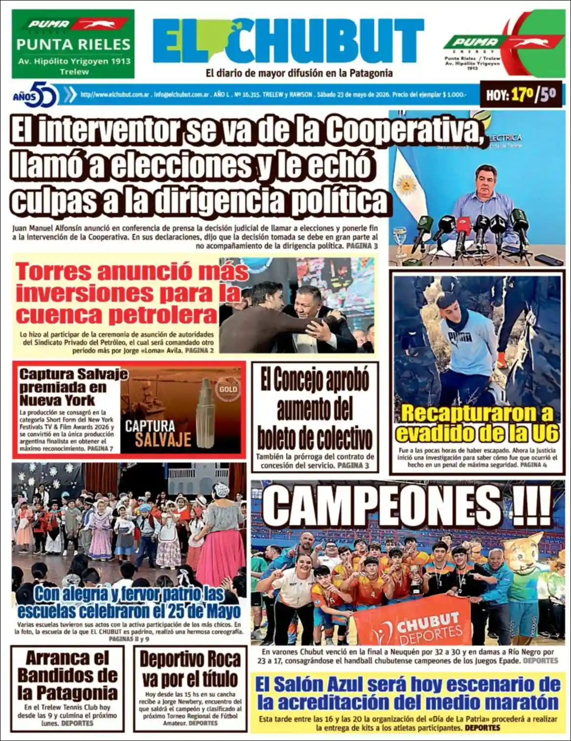 Evolucion Streaming | FM IDENTIDAD BRAGADO - Tapa del diario El Chubut