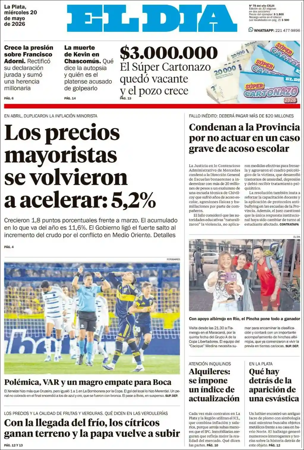 Evolucion Streaming | FM IDENTIDAD BRAGADO - Tapa del diario El Dia