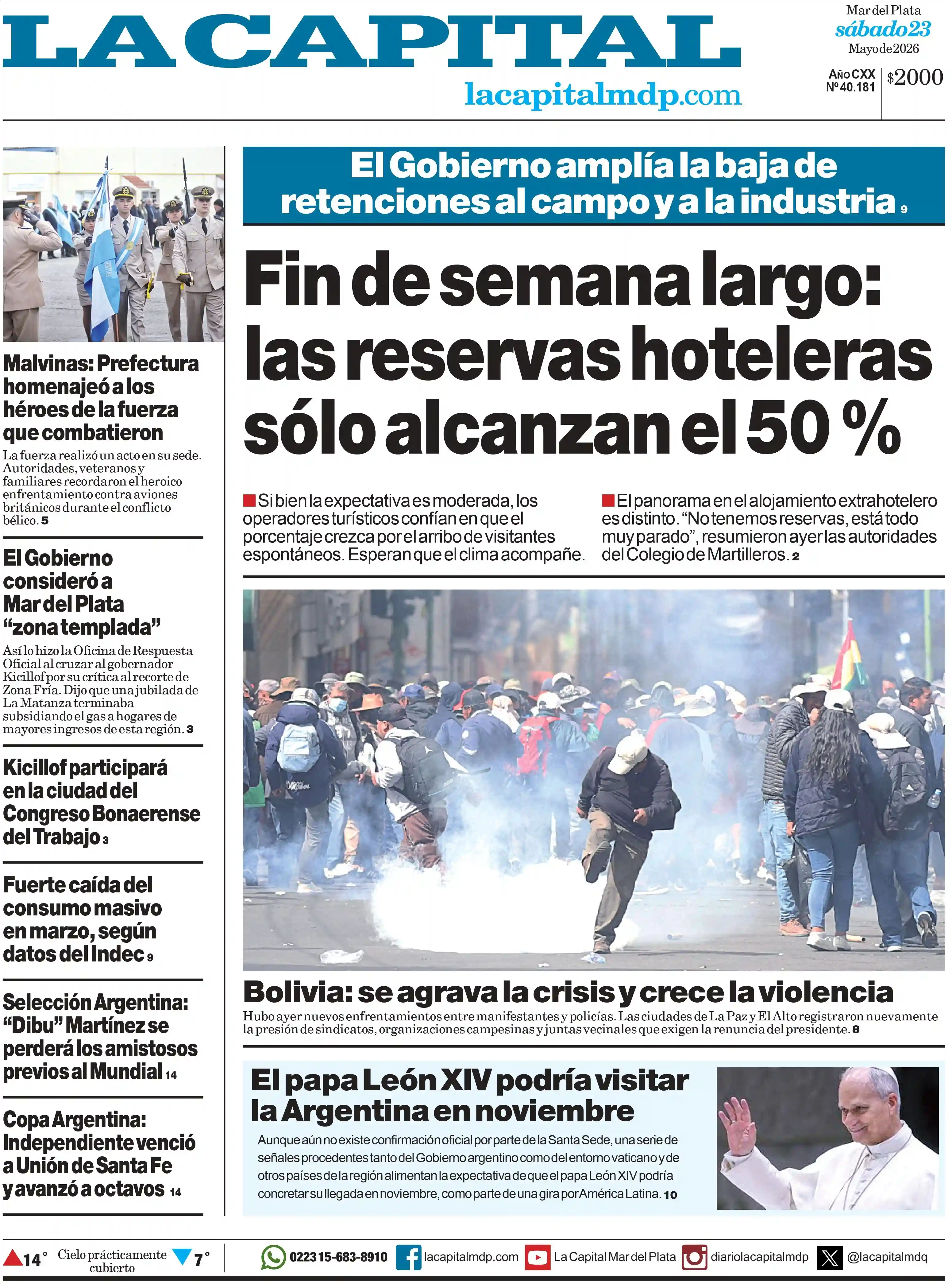 Evolucion Streaming | FM IDENTIDAD BRAGADO - Tapa del diario La Capital