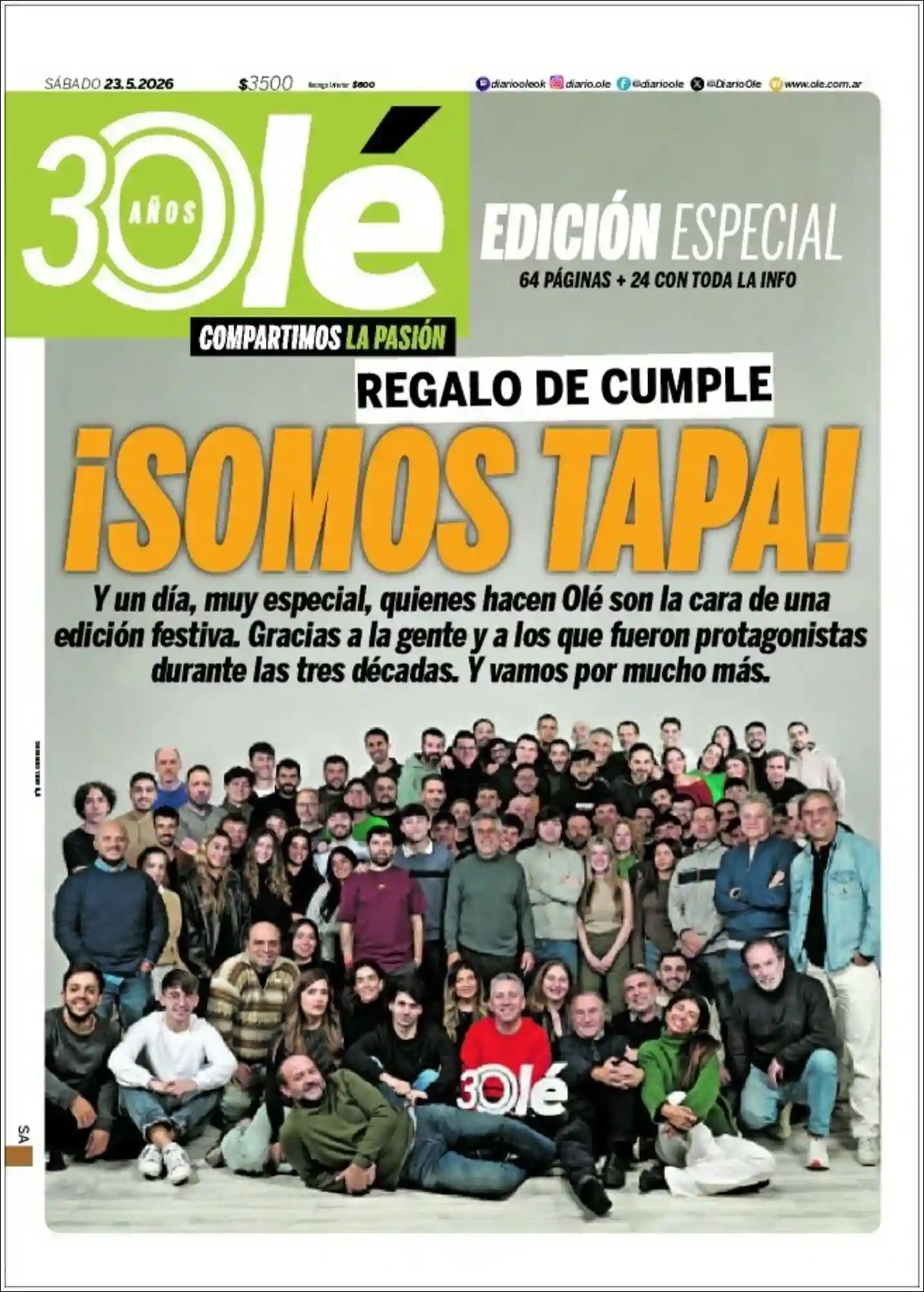 Evolucion Streaming | FM IDENTIDAD BRAGADO - Tapa del diario Ole
