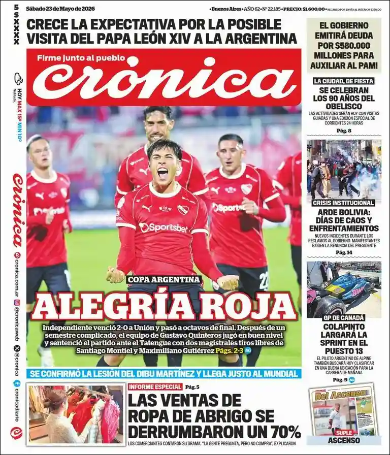Evolucion Streaming | FM IDENTIDAD BRAGADO - Tapa del diario Crónica